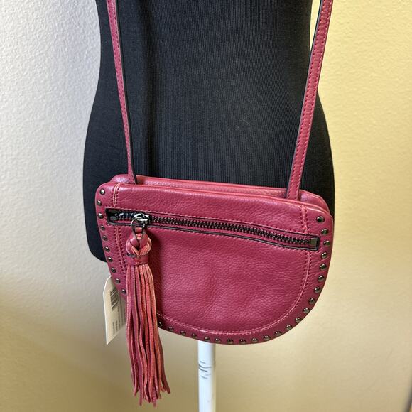 Sanctuary NWT Half Moon Adjustable Crossbody Bag Purse Studded Fringe Chic - Picture 4 of 10